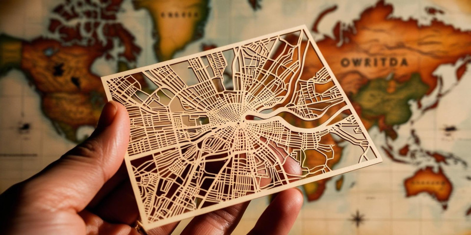 Laser cutting of a map image